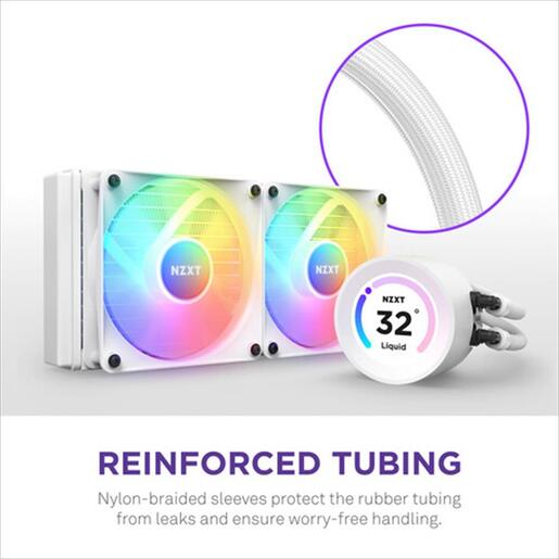 COOLERS CPU AIO NZXT Kraken 280 ELITE RGB, 2x140mm F140 RGB Core fans, RGB Controller, w/2.36" LCD display, RL-KR28E-W1, MATTE WHITE
