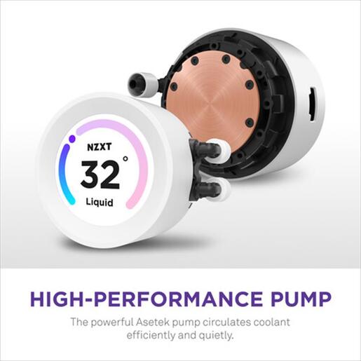 COOLERS CPU AIO NZXT Kraken 280 ELITE RGB, 2x140mm F140 RGB Core fans, RGB Controller, w/2.36" LCD display, RL-KR28E-W1, MATTE WHITE