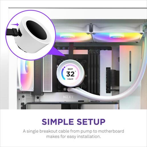 COOLERS CPU AIO NZXT Kraken 280 ELITE RGB, 2x140mm F140 RGB Core fans, RGB Controller, w/2.36" LCD display, RL-KR28E-W1, MATTE WHITE