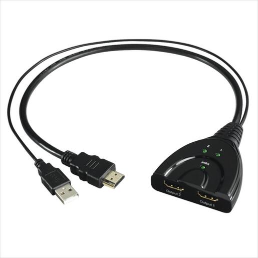CONVERTOR SPLITTER HAMA HDMI (M) TO 2X HDMI (F) w/USB for power, 121776