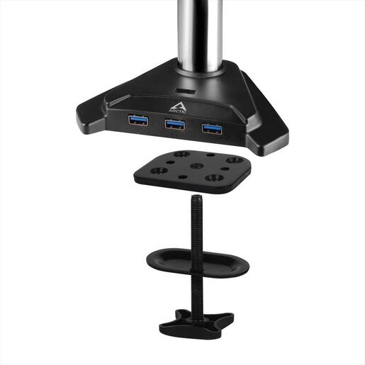 MONITOR STAND ARCTIC Z1 PRO (Gen 3), 1 MONITOR, up to 38",VESA 100/75mm, Tilt, Swivel, Rotation, 15kg, w/ 4x USB 3.2 Gen1 + DC Power Jack, AEMNT00049A