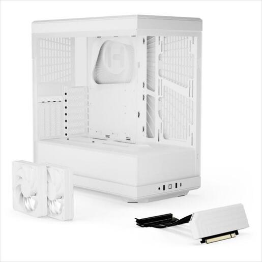 CASE HYTE ATX Mid-Tower Y40, x2 Tempered glass, 2x 120mm fans, w/riser 4.0 cable, USB 3.2 Type C, Snow White, CS-HYTE-Y40-WW