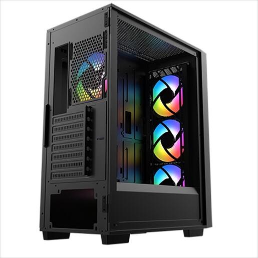 CASE XIGMATEK ATX mid-Tower LUX G BLACK w/TG Magnet flip, 4x120mm X24A, ARGB Galaxy II Fan Control Kit