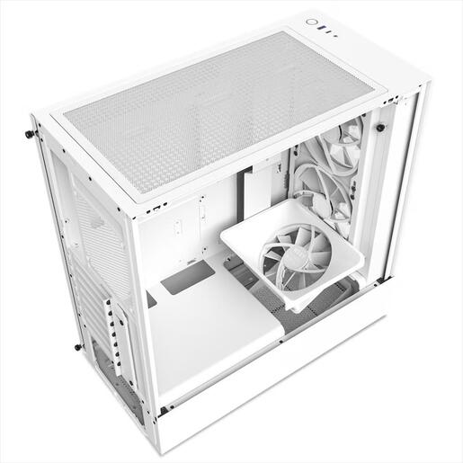 CASE NZXT ATX Mid-Tower H5 ELITE w/2x Tempered glass+Top MESH,1xF120Q,2xF140 RGB w/RGB controller, Matte White CC-H51EW-01