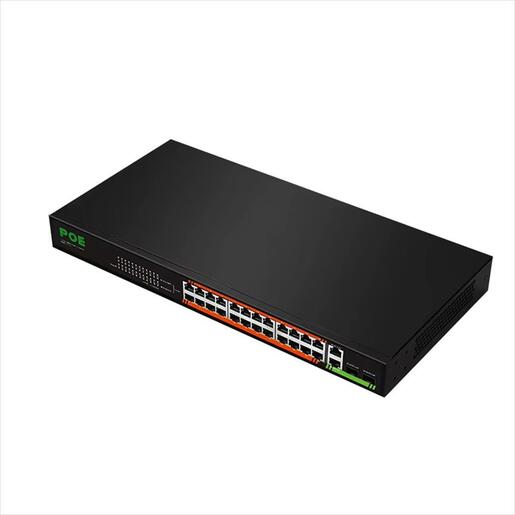 NET Switch POE DIEWU 24-port 10/100 +2 1G UPLINK ports (24 POE / 300W) TXE192