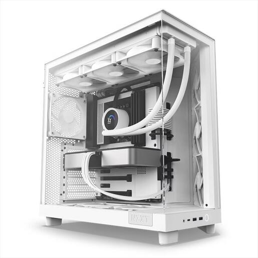 CASE NZXT ATX Mid-Tower H6 FLOW w/WINDOW + side & top MESH 3xF120Q Airflow 120mm fans,1xUSB 3.2 typeC,2x USB 3.2 typeA, Matte White CC-H61FW-01