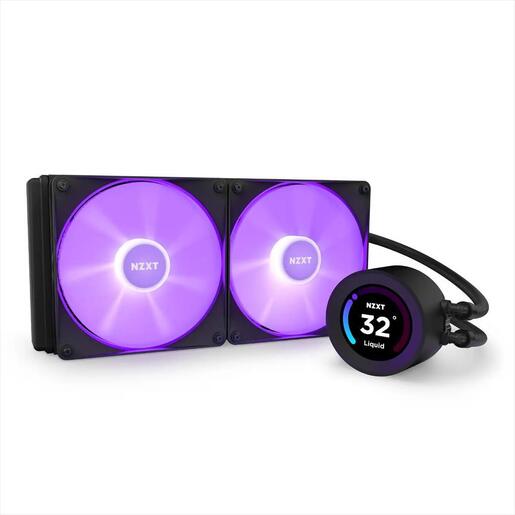 COOLERS CPU AIO NZXT Kraken 280 ELITE RGB, 2x140mm F140 RGB Core fans, RGB Controller, w/2.36" LCD display, RL-KR28E-B1, MATTE BLACK