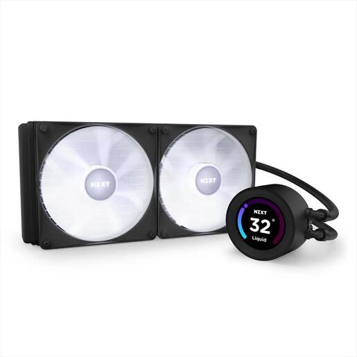 COOLERS CPU AIO NZXT Kraken 280 ELITE RGB, 2x140mm F140 RGB Core fans, RGB Controller, w/2.36" LCD display, RL-KR28E-B1, MATTE BLACK