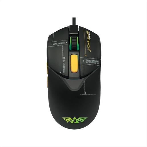 MOUSE WIRED ARMAGGEDDON, SCORPION 7, USB, CPI 12800,5 PROGRAMMABLE BUTTONS,RGB ILLUMINATION, Black (MOUSEPAD+ GLIDES in BOX)