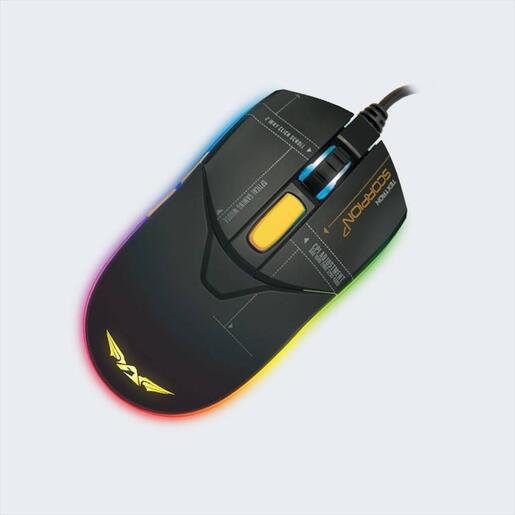 MOUSE WIRED ARMAGGEDDON, SCORPION 7, USB, CPI 12800,5 PROGRAMMABLE BUTTONS,RGB ILLUMINATION, Black (MOUSEPAD+ GLIDES in BOX)