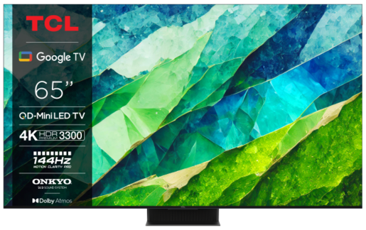 TCL QD-Mini LED TV 65C855, 4К UHD, Smart TV, AiPQ Pro, Quantum Dot, Dolby Vision IQ, Dolby Atmos, 144 Hz, HDR10+