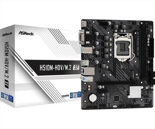 MB 1200 H510M-HDV/M.2 SE ASROCK, 2xDDR4 3200MHz, VGA,HDMI, DVI, PCIe 4.0 x16, PCIe 3.0 x1, Ultra M.2, 4xSATAIII, 4xUSB 3.1, 7.1 Channels