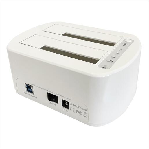 HDD/SSD 2,5"/3,5" DOCKING STATION LC-POWER,Dual bay, USB 3.2, White, LC-DOCK-U3-VI
