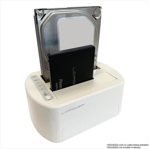 HDD/SSD 2,5"/3,5" DOCKING STATION LC-POWER,Dual bay, USB 3.2, White, LC-DOCK-U3-VI
