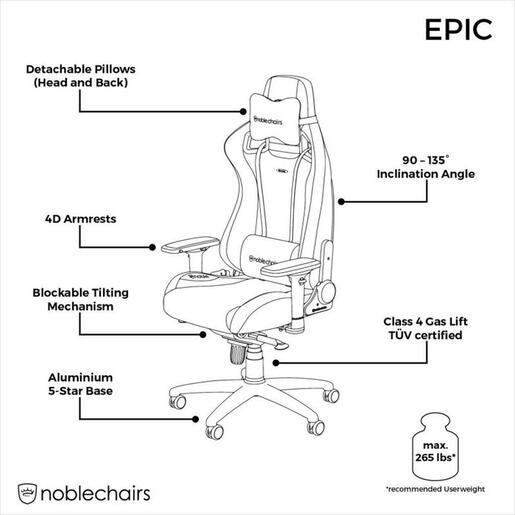 GAMING CHAIR NOBLECHAIRS EPIC BLACK EDITION NBL-PU-BLA-004