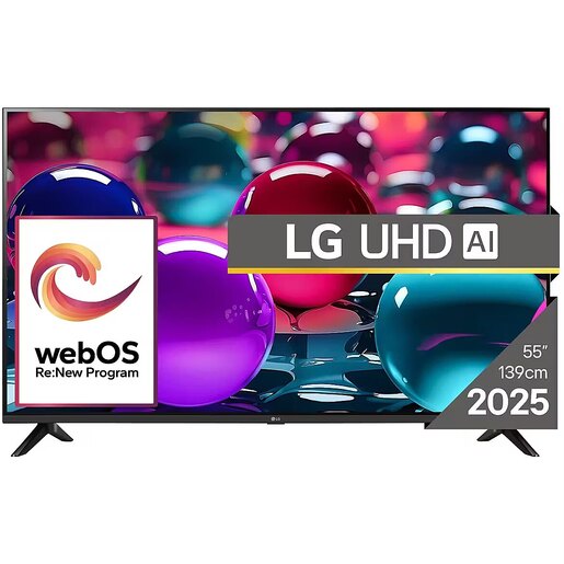 LG LED TV 55UA73003LA, 4K Ultra HD, Smart TV, WebOS, ThinQ AI, а7 АI Processor 4K Gen8, HDR10 Pro