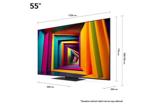 LG LED TV 55UT91003LA, 4K Ultra HD, Smart TV, WebOS, ThinQ AI, α5 AI Processor 4K Gen7, HDR10 Pro