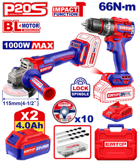 Emtop ECKL20273 сет дупчалка и брусилка