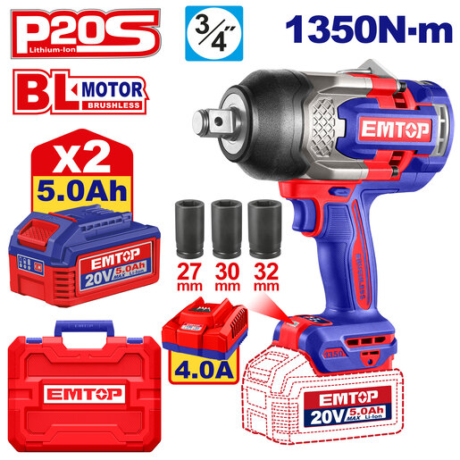 Emtop ECIWL20135 Бат. ударен одвртувач 1350Nm