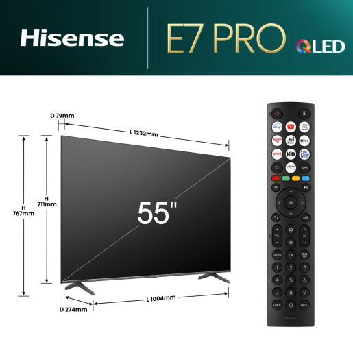 Hisense QLED TV 55E7NQ PRO, Smart TV, 4K UHD, DTS Virtual X, VIDAA Smart OS, Dolby Vision, Quantum Dot Colour, 144Hz Game Mode Pro