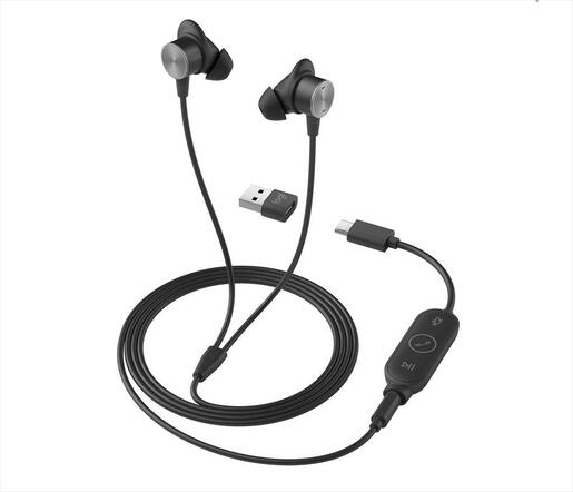 EARPHONES WIRED LOGITECH ZONE (Teams edition) w/microphone, USB-A, USB-C, 3.5 mm, Graphite, 981-001009