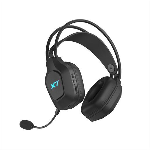 HEADPHONES WIRELESS A4TECH X7 (XR-200)  Gaming RGB, w/mic, 3,5mm, 2.4G, BT 5.3, w/Extension Dock, black