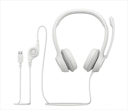 HEADPHONES LOGITECH H390 USB White w/Microphone 981-001286