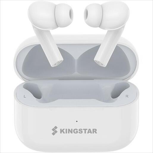 EARPHONES WIRELESS KINGSTAR TWS-K025, Bluetooth w/microphone, White