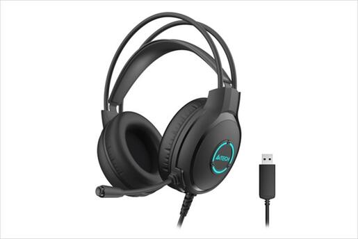 HEADPHONES A4TECH Fstyler FH300U USB-A, LED Backlit, microphone, volume control, Black