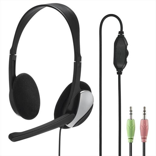 HEADPHONES HAMA HS-P100, w/microphone, 2x3,5mm, Black