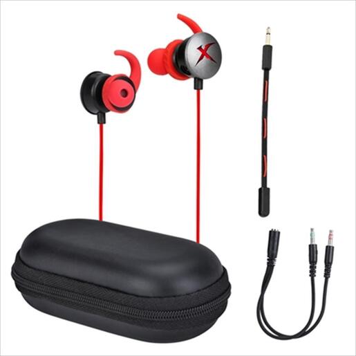 EARPHONES Gaming XTRIKE ME GE108 Gaming w/dual microphones (one detachable), 1x3.5mm / 2x3.5mm, Black/red