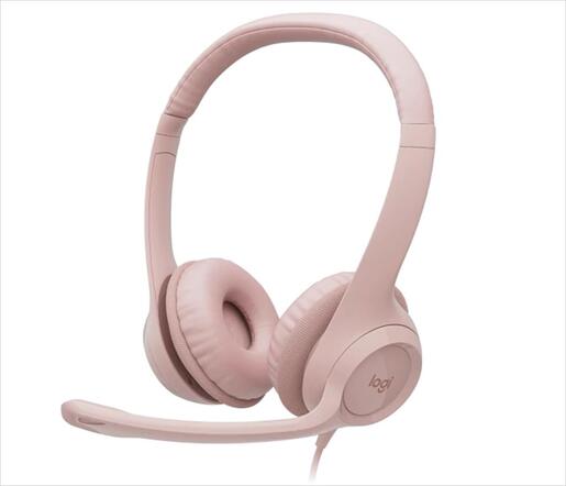 HEADPHONES LOGITECH H390 USB Rose w/Microphone 981-001281