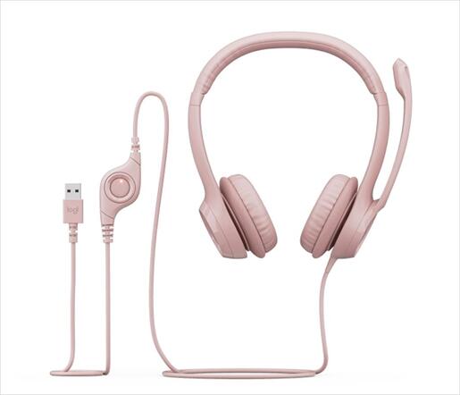 HEADPHONES LOGITECH H390 USB Rose w/Microphone 981-001281