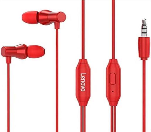 EARPHONES LENOVO HF130 Metal Headset w/microphone, Red