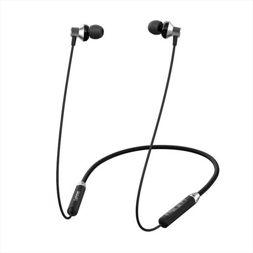 EARPHONES WIRELESS LENOVO Neckband Black, Bluetooth w/microphone,HE-05
