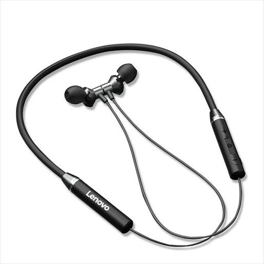 EARPHONES WIRELESS LENOVO Neckband Black, Bluetooth w/microphone,HE-05