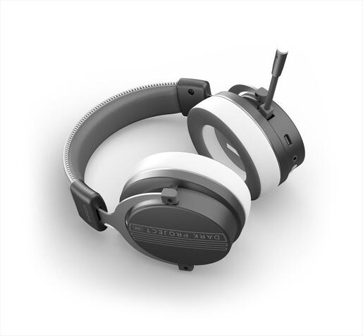 HEADPHONES DARK PROJECT Wireless (2.4GHz&BT) Gaming-Headset VEXO w/Mic, 50mm neodymium driver, Gray
