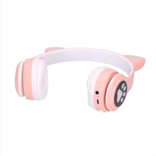 HEADPHONES WIRELESS EXTRALINK KIDS CAT-EAR, PINK, FOLDABLE, RGB BT 5.0