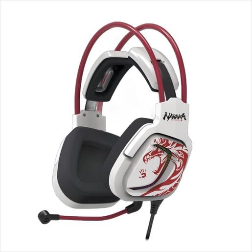HEADPHONES A4TECH G575 NARAKA Bloody Gaming 7.1 virtual, RGB, Detachable mic, USB, White/Red