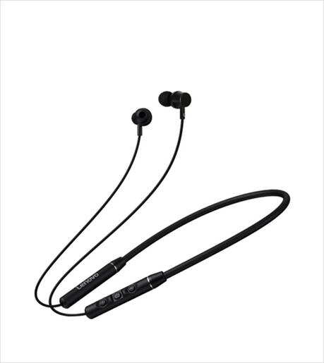 EARPHONES WIRELESS LENOVO Magnetic, Bluetooth w/microphone, Black, QE-03
