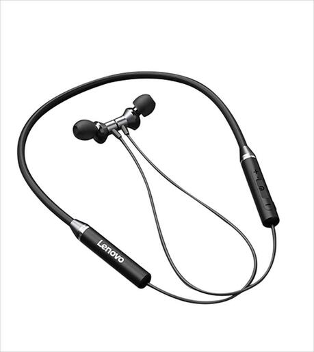 EARPHONES WIRELESS LENOVO Magnetic, Bluetooth w/microphone, Black, QE-03