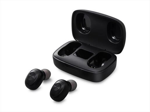 EARPHONES WIRELESS BUDS TREVI HMP 12E04, Bluetooth w/microphone, Black