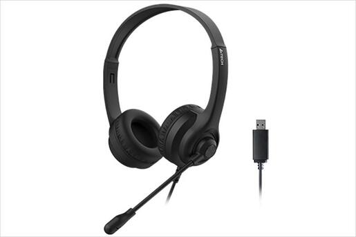 HEADPHONES A4TECH HU-8, w/microphone, USB, Black