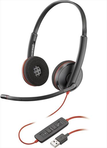 HEADPHONES POLY Blackwire C3220 w/microphone, 209745-201,USB