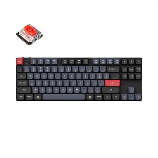 KEYBOARD MECHANICAL KEYCHRON K1 PRO QMK/VIA RGB LED TKL HS LP Gateron Red switch Multi-Device (Wired+Bluetooth), Black, K1P-H1