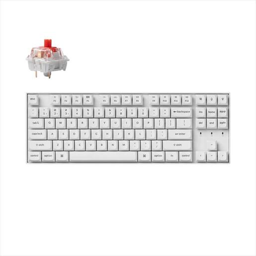KEYBOARD MECHANICAL KEYCHRON K8 PRO QMK/VIA HS RGB LED TKL Keychron K Pro Red switch Multi-Device (Wired+Bluetooth), White, K8P-P1