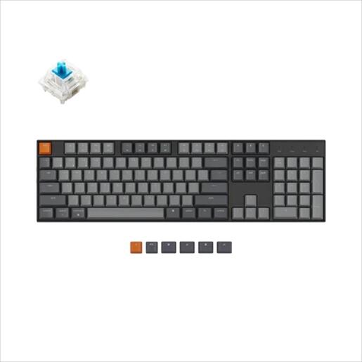 KEYBOARD MECHANICAL KEYCHRON K10 HS FULL SIZE RGB LED Gateron Blue switch, Multi-Device (Wired+Bluetooth) Black, K10-H2