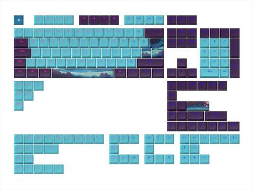 KEYBOARD MECHANICAL KEYCAPS DARK PROJECT NIGHT SKY,(ANSI & ISO LAYUOT 177PCS), Blue/Purple, KS-1010