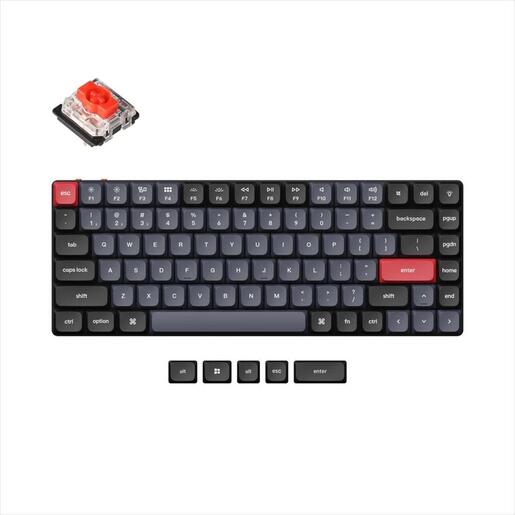 KEYBOARD MECHANICAL KEYCHRON K3 PRO QMK/VIA HS LP RGB LED 75% Gateron Red switch Multi-Device (Wired+Bluetooth), Black, K3P-H1