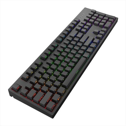 KEYBOARD MECHANICAL DARK PROJECT KD104A SIDE-PRINT BLACK FULL SIZE HS RGB Gateron Optical Red 2.0 switches, +4 switch ANSI layout